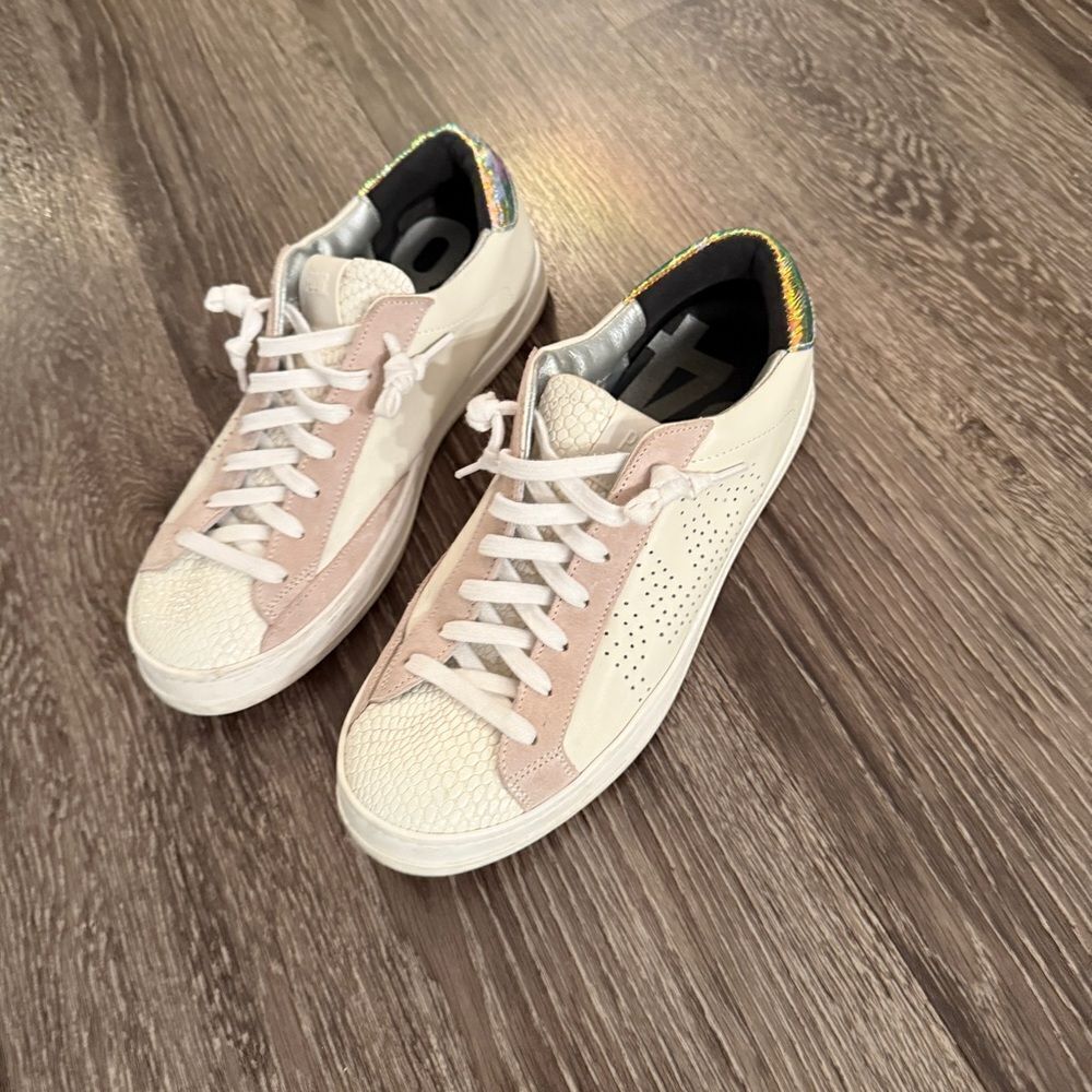 P448 John Pink Python-Printed Leather Low-Top Ita… - image 5